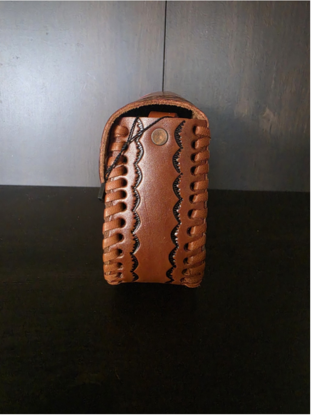 Butterfly Sunflower Brown Embossed Tooled Artisan LEATHER Crossbody Purse Bag - Picture 8 of 16